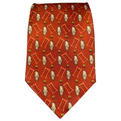 VALENTINO Copper & Cream Satin Silk Tie