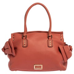 Valentino Coral Orange Leather Rockstud Bow Satchel