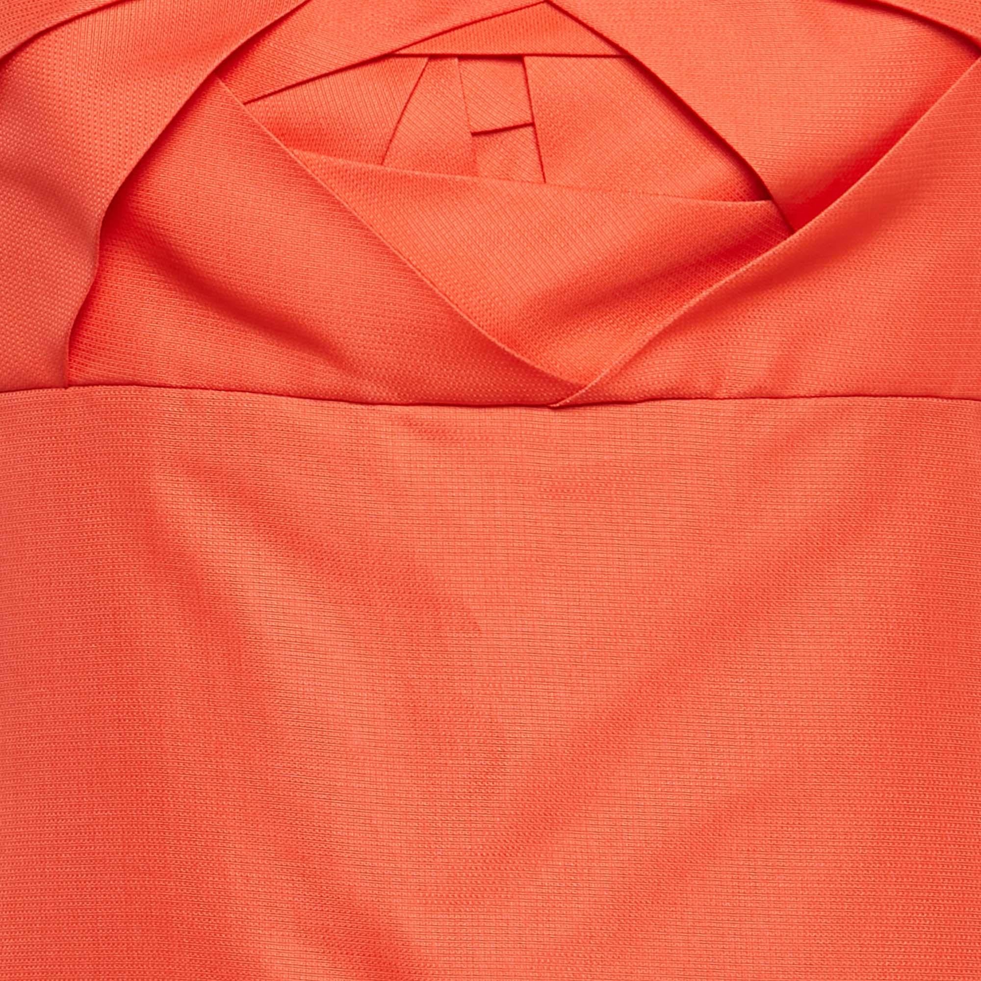 Red Valentino Coral Orange Silk Strapless Maxi Dress M