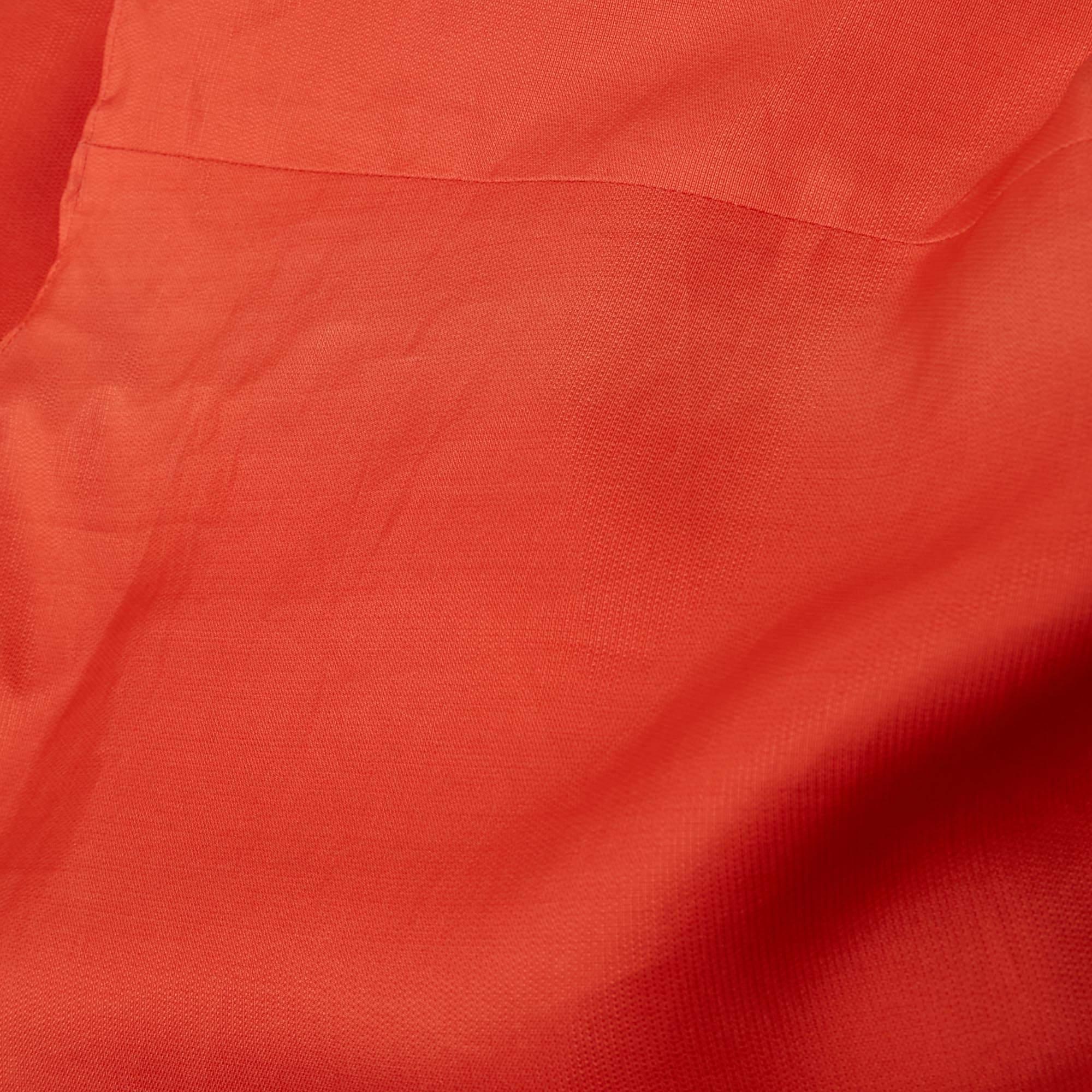 Valentino Coral Orange Silk Strapless Maxi Dress M In Good Condition In Dubai, Al Qouz 2