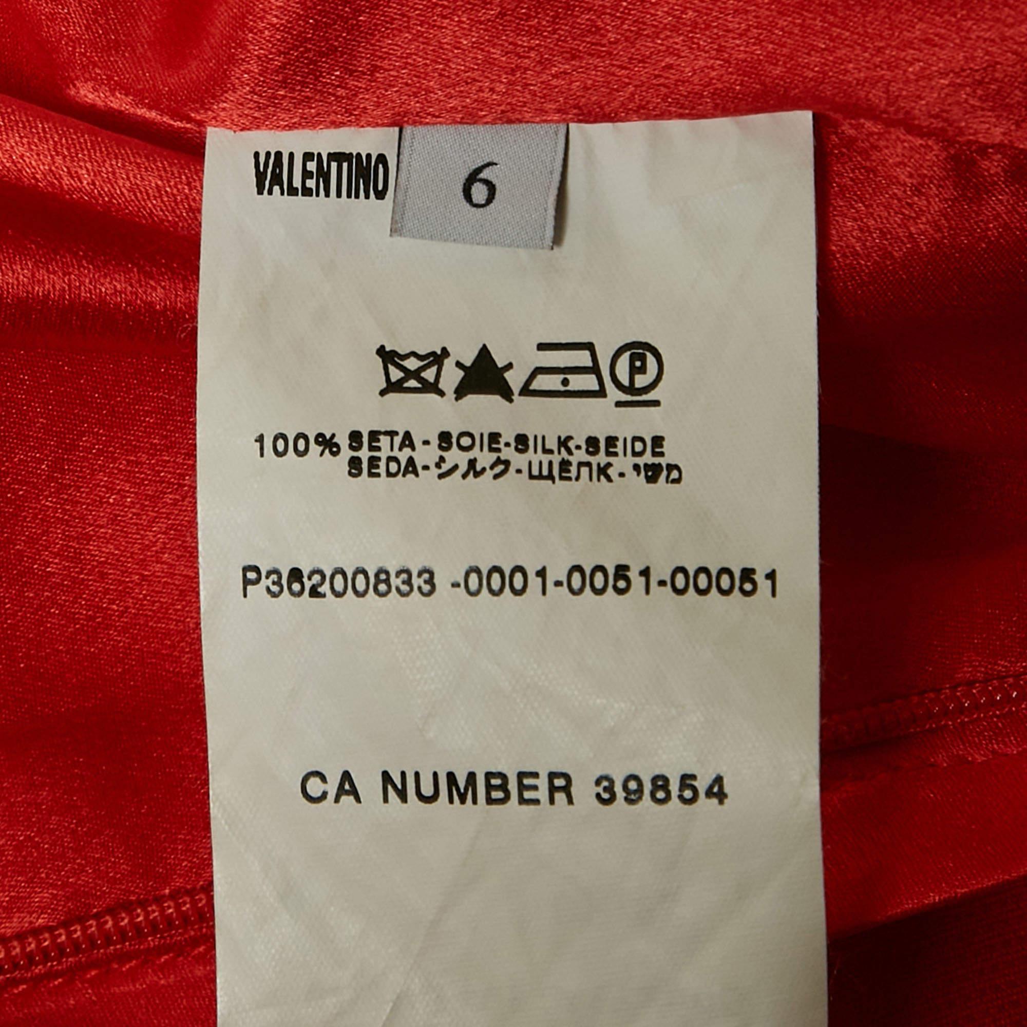Valentino Coral Orange Silk Strapless Maxi Dress M 1