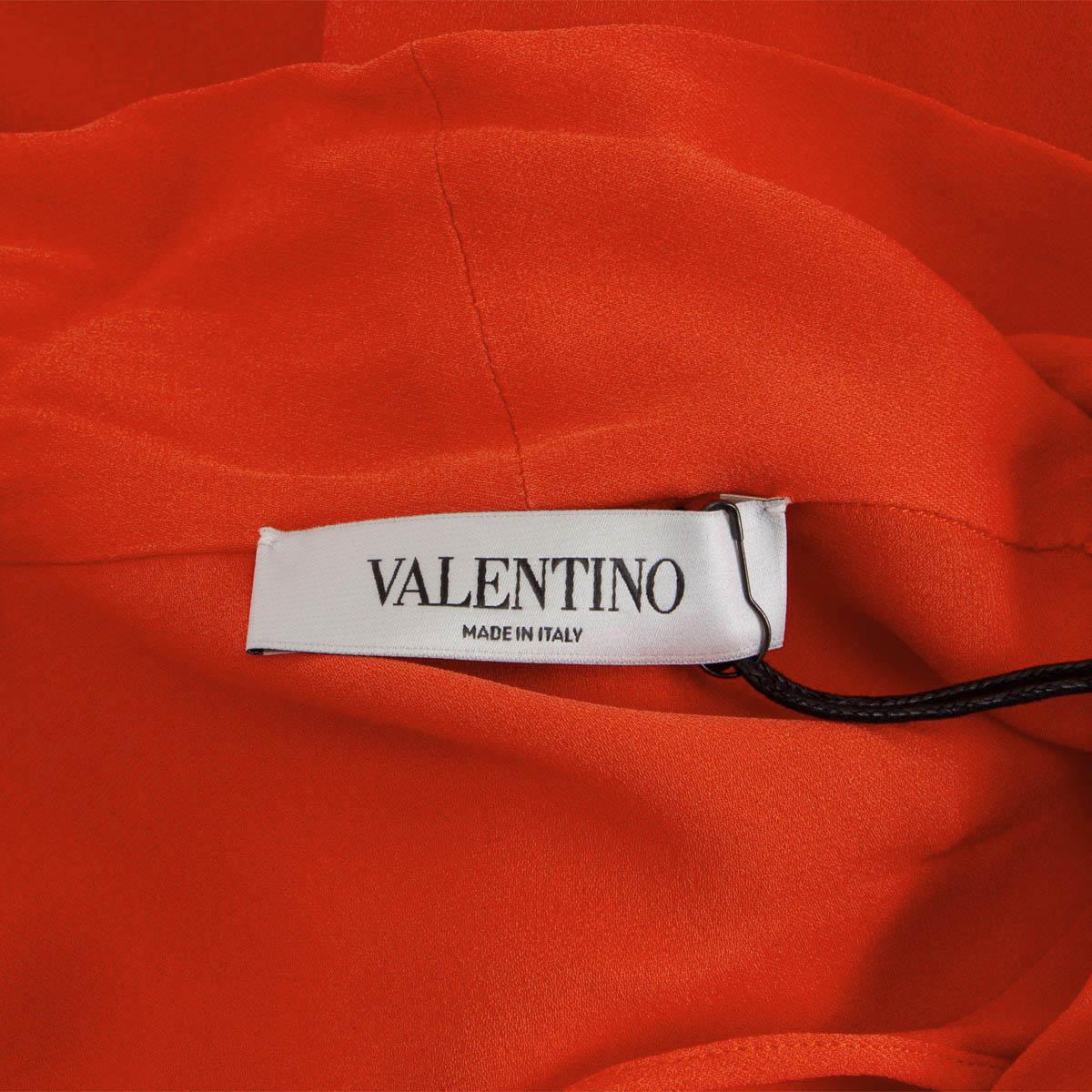 VALENTINO coral red silk PUSSY BOW Batwing 3/4 Sleeve Shirt Blouse 42 M For Sale 1