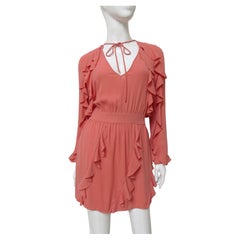 Valentino Coral Silk Ruffle Dress