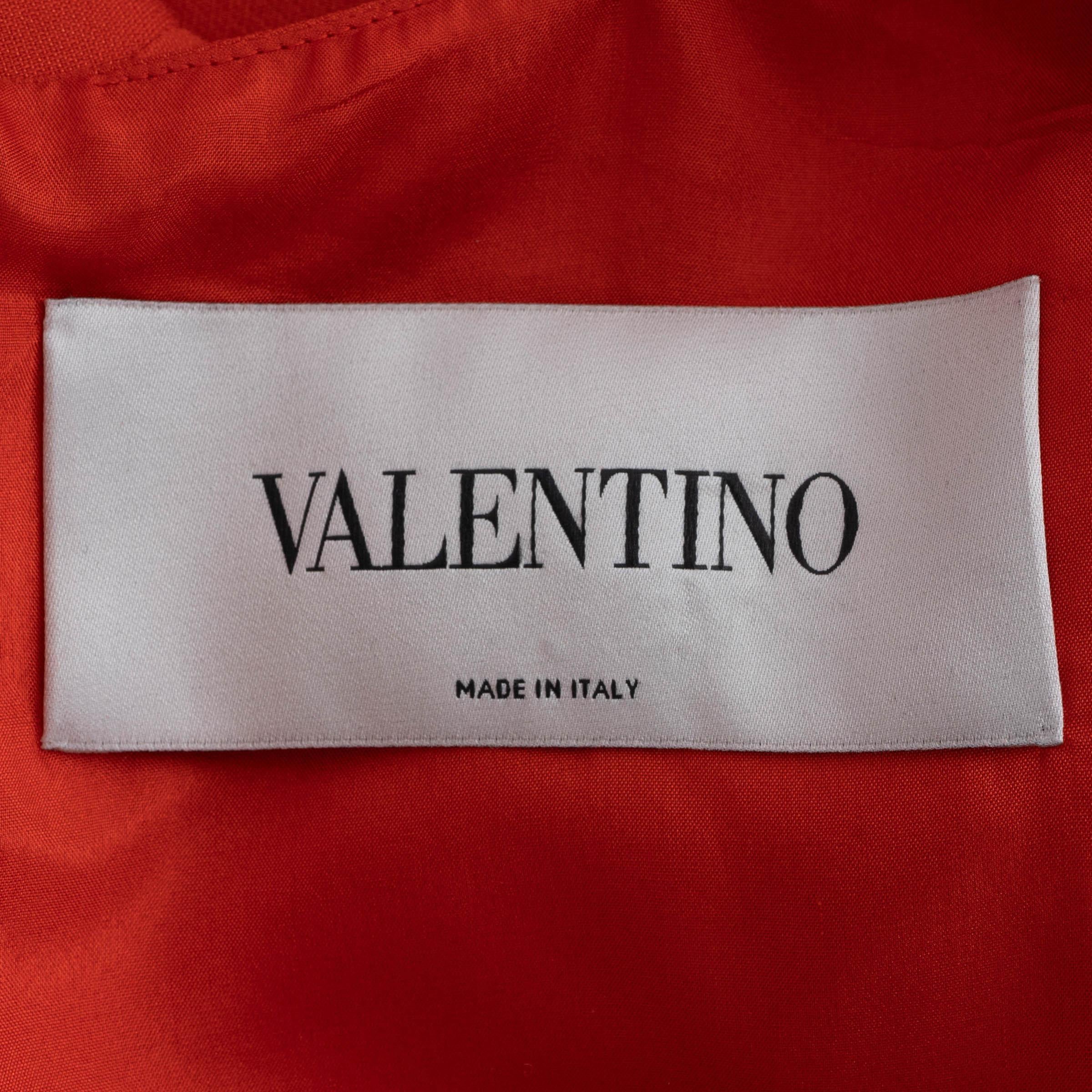 VALENTINO Koralle Wolle & Seide 2018 BELL SLEEVE CREPE Kleid XS im Angebot 2