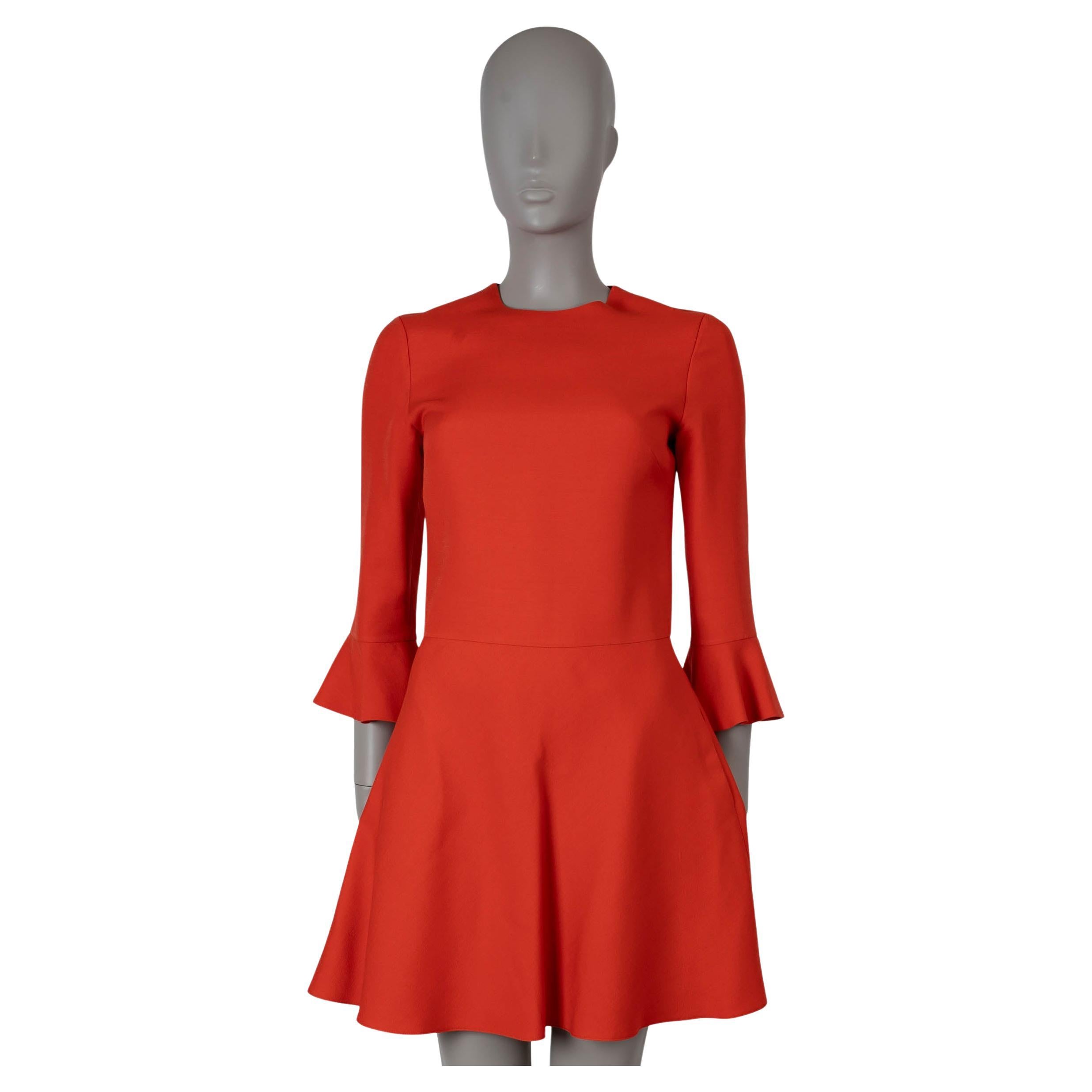 VALENTINO Koralle Wolle & Seide 2018 BELL SLEEVE CREPE Kleid XS im Angebot