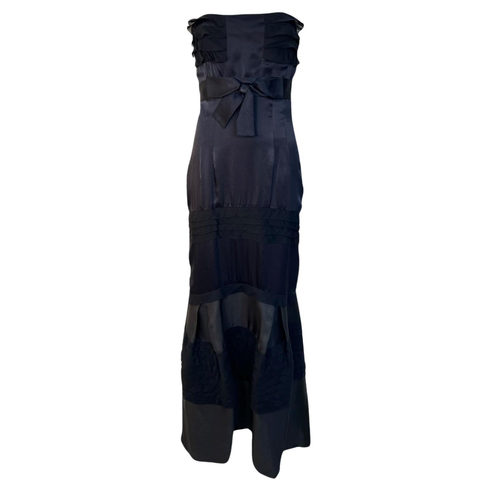 Valentino Couture Vestido sin tirantes de organza y charmeuse de seda negra, 2008 en venta