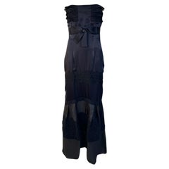 Valentino Couture Schwarzes trägerloses Kleid aus Seiden-Charmeuse und Organza, 2008