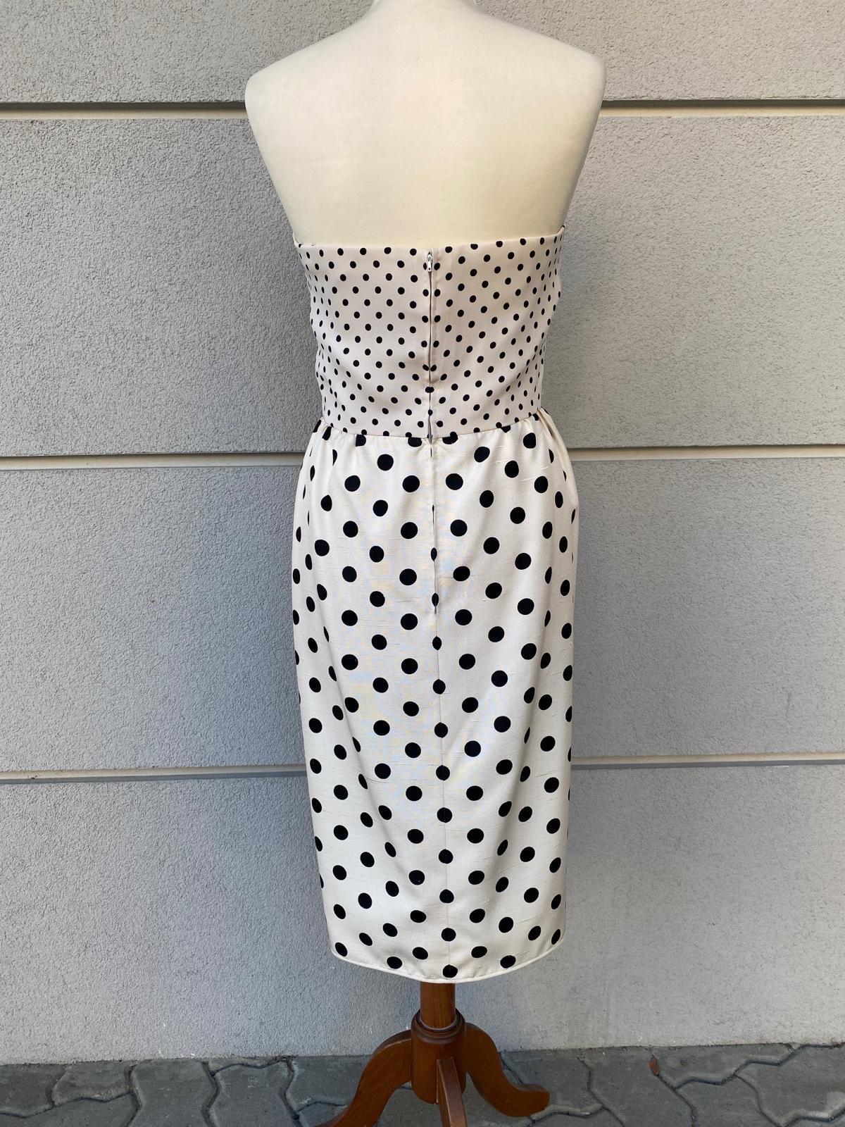 Valentino Couture blue pois white dress In Excellent Condition For Sale In Carnate, IT