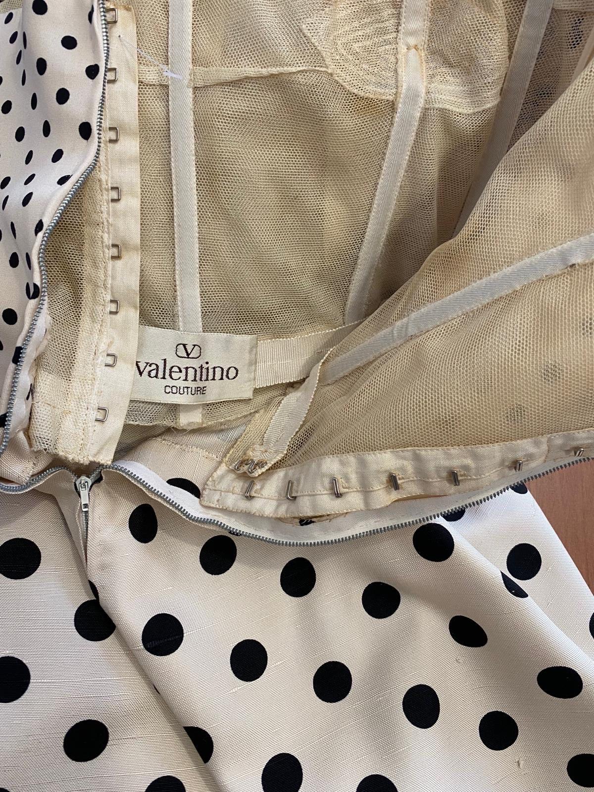 Valentino Couture blue pois white dress For Sale 1