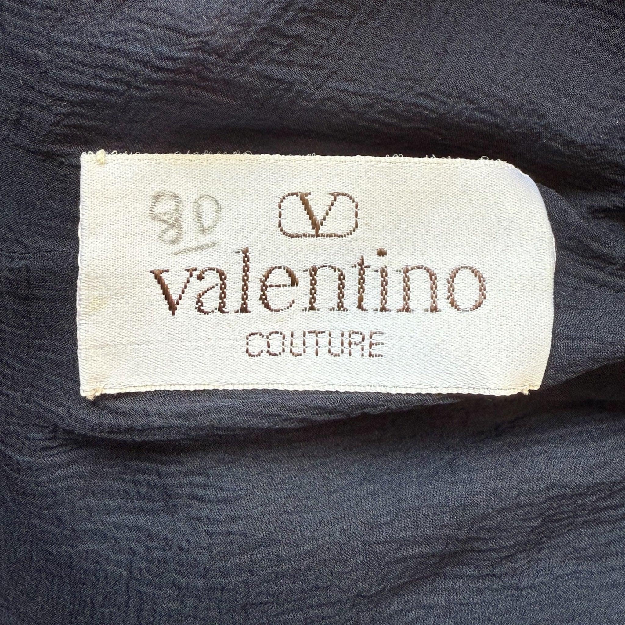 Valentino Couture - Robe classique en sergé de soie bleu marine, années 1980 Excellent état - En vente à Los Angeles, CA