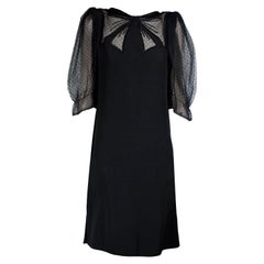 Valentino couture Swiss dot tulle and silk-wool jersey cocktail dress. c. 1970s
