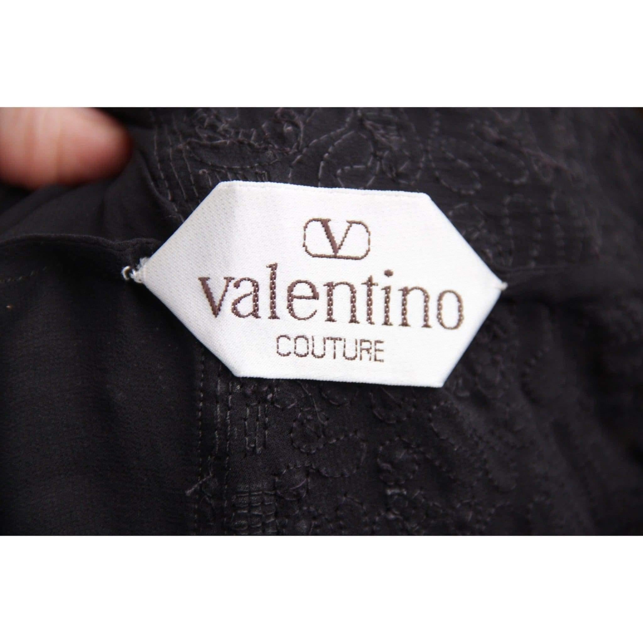 VALENTINO COUTURE Vintage Black Chiffon BEADED BLOUSE Top LONG SLEEVE In Excellent Condition In Rome, Rome
