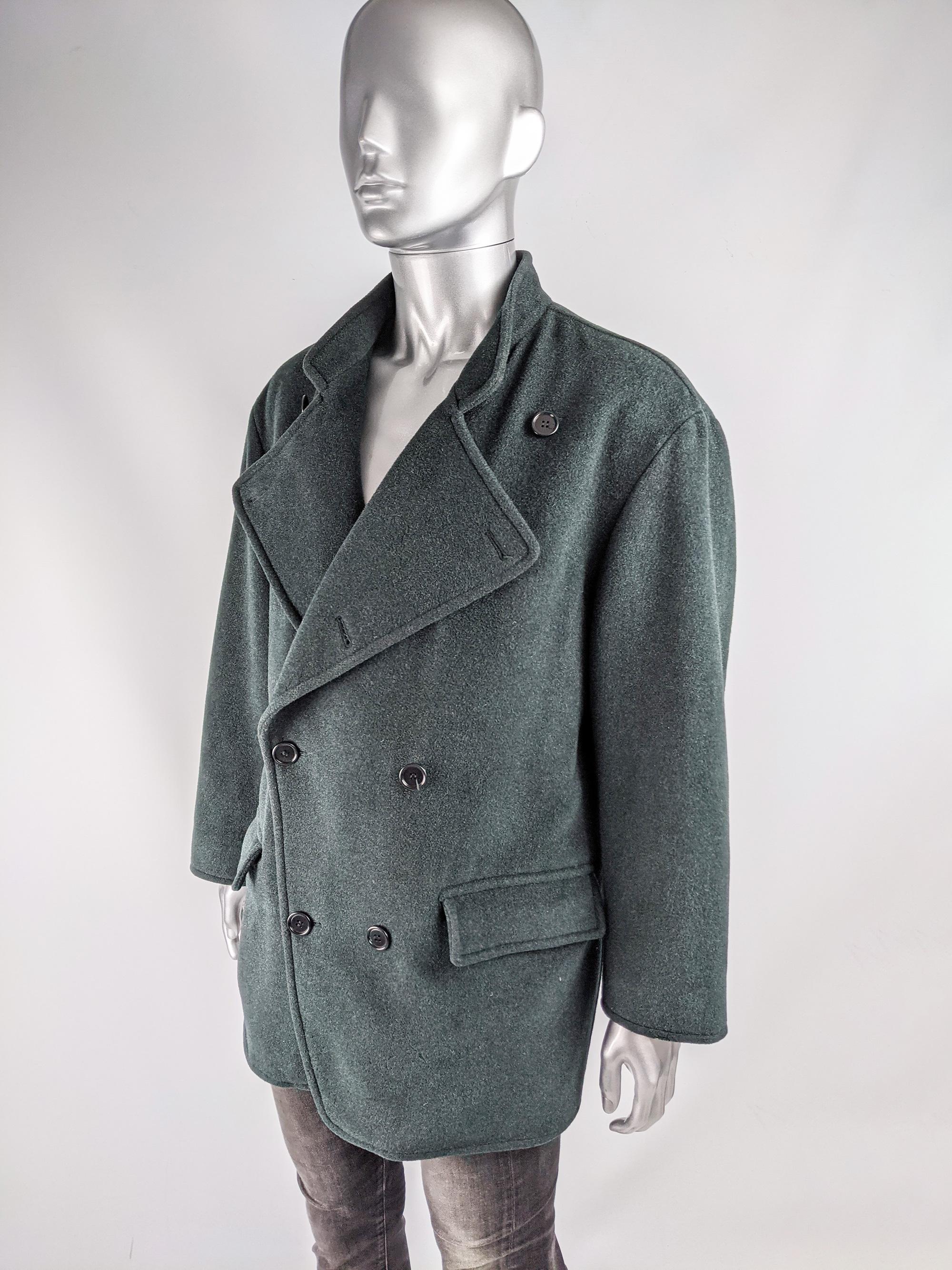 Valentino Couture Vintage Mens Blue-Green Wool Jacket In Good Condition In Doncaster, South Yorkshire