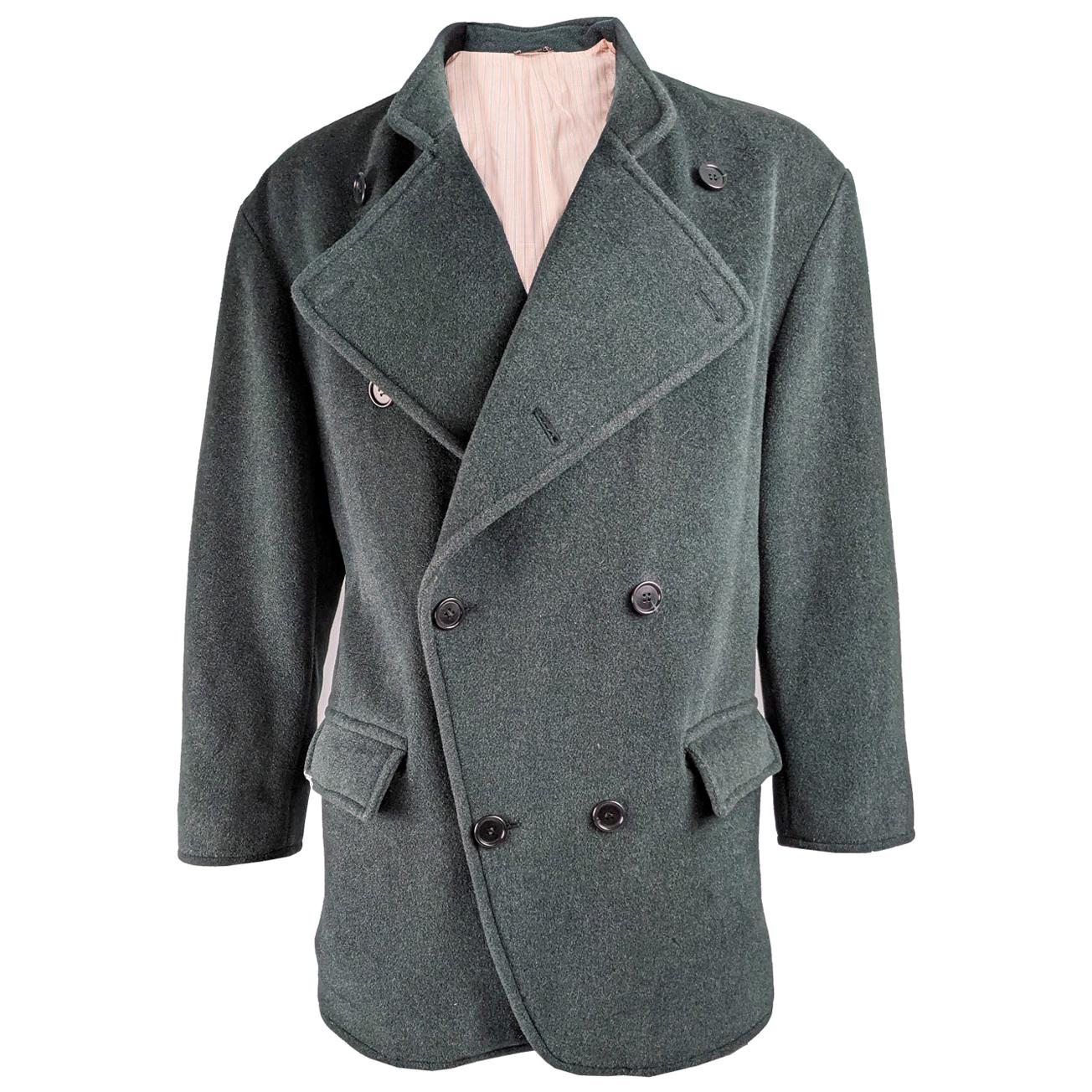 Valentino Couture Vintage Mens Blue-Green Wool Jacket