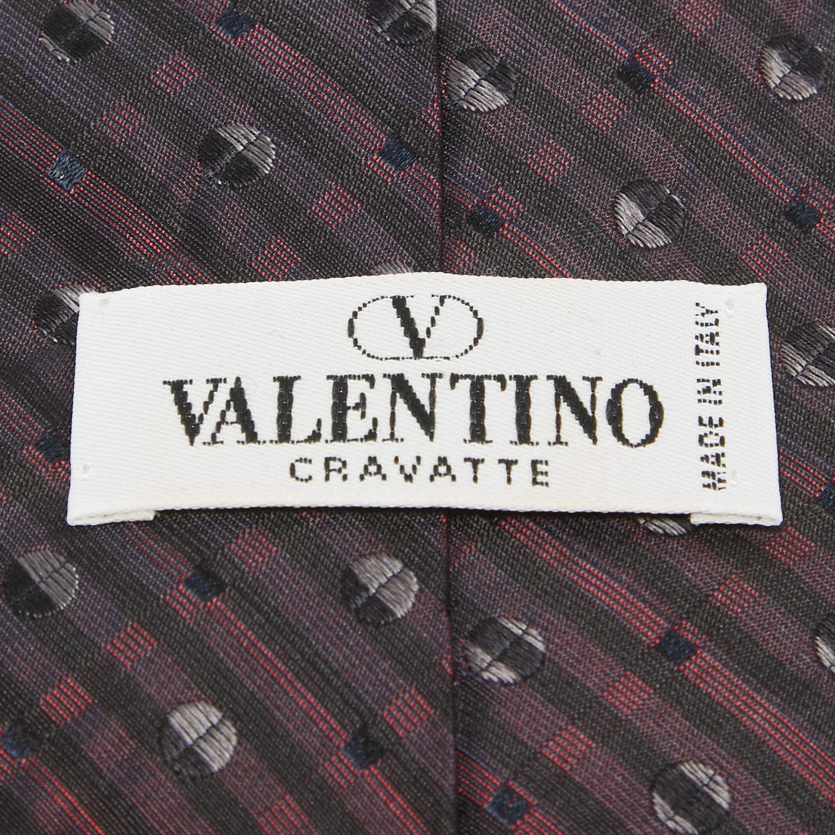 Corbata tradicional de seda estampada Valentino Cravatte Borgoña Negro en venta