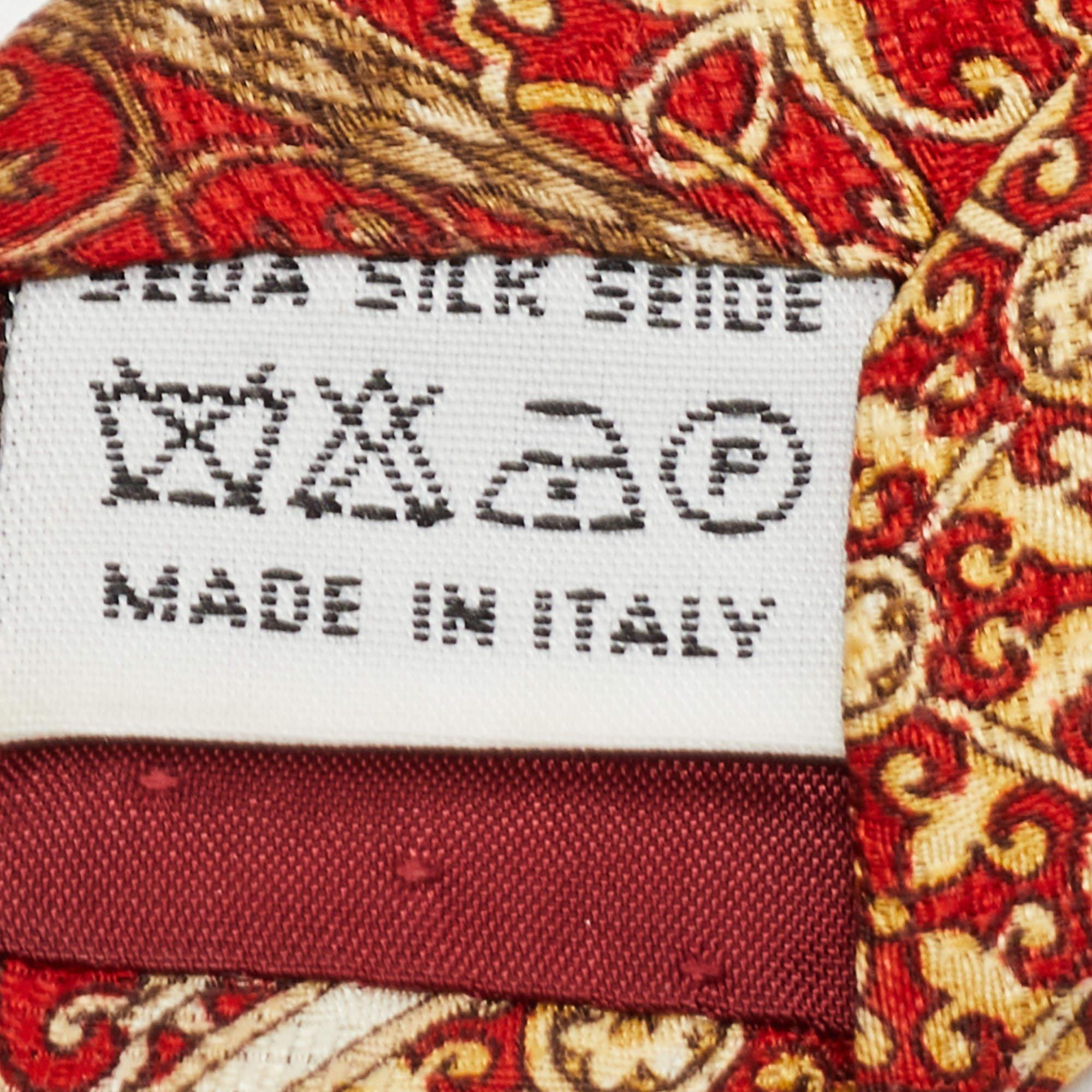Arancia Valentino Cravatte Rosso Stampa Patchwork Cravatta in seta &Tradition in vendita