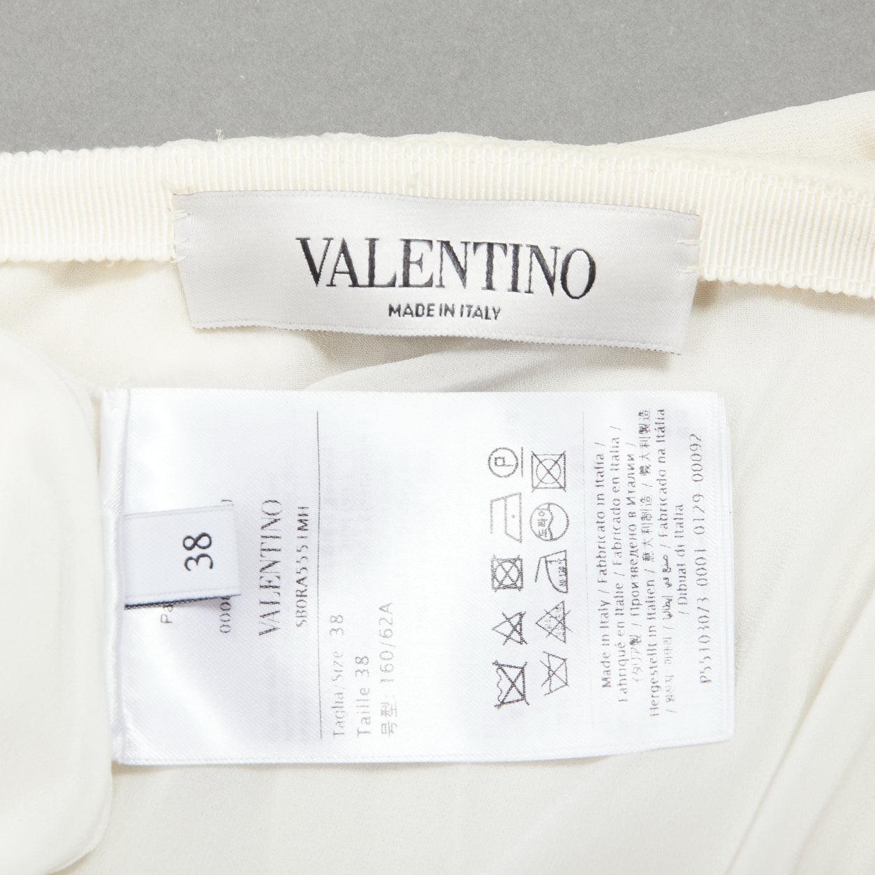 VALENTINO cream 100% silk chiffon pleated lined flowy midi skirt IT38 XS 4