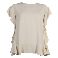 VALENTINO cream acetate RUFFLED SLEEVELESS Blouse Shirt 44 L