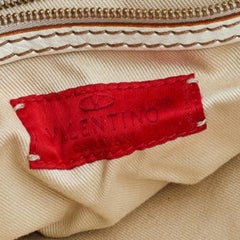 Valentino Cream/Beige Fabric And Leather VLogo Flap Shoulder Bag