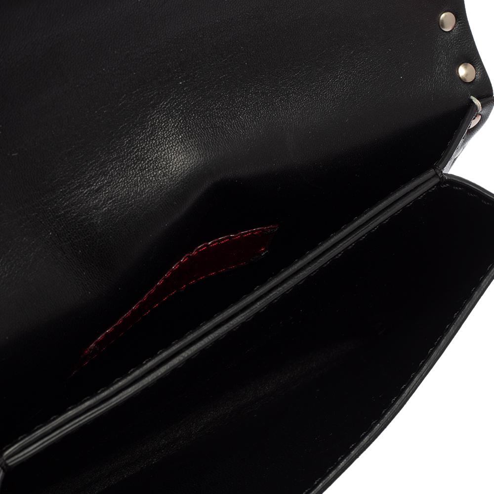 Valentino Cream/Black Leather Rockstud Wristlet Clutch 2