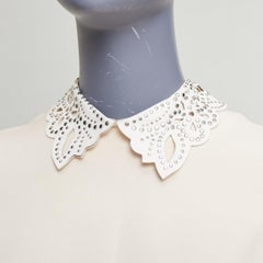 VALENTINO cream black silver studded leather collar bicolor cocktail dress