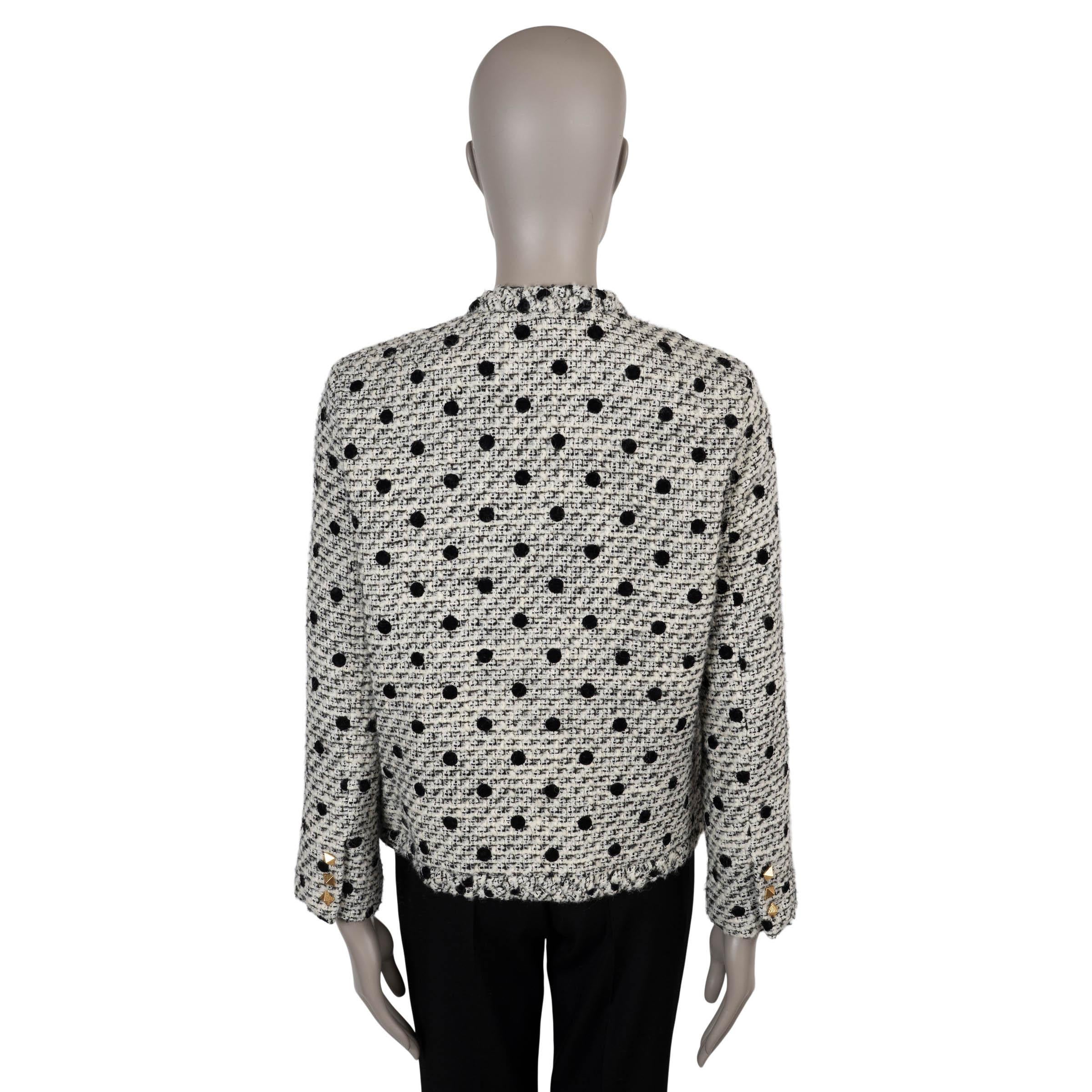 Nero Valentino, giacca in misto lana panna e nero 2021 POLKA DOT TWEED 42 M. in vendita