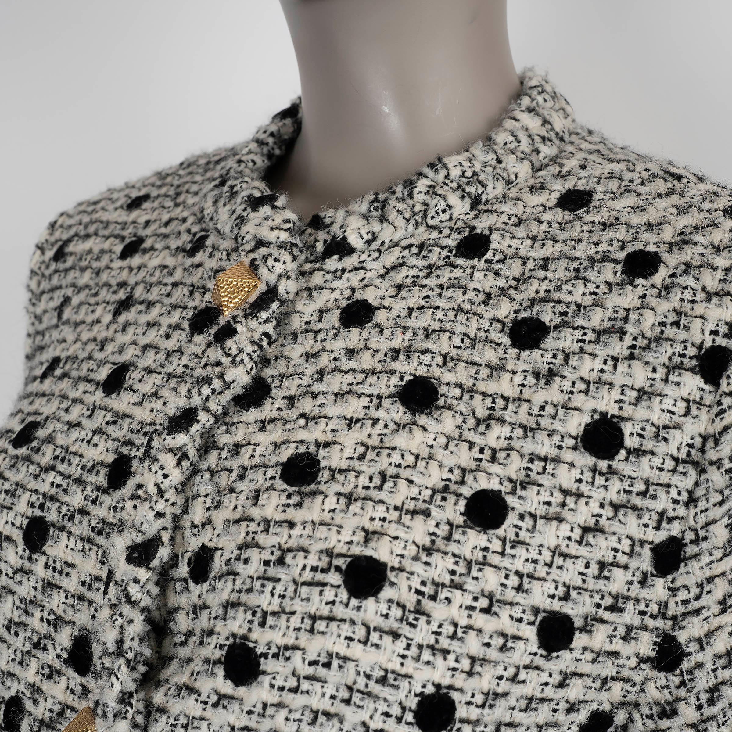 Donna Valentino, giacca in misto lana panna e nero 2021 POLKA DOT TWEED 42 M. in vendita