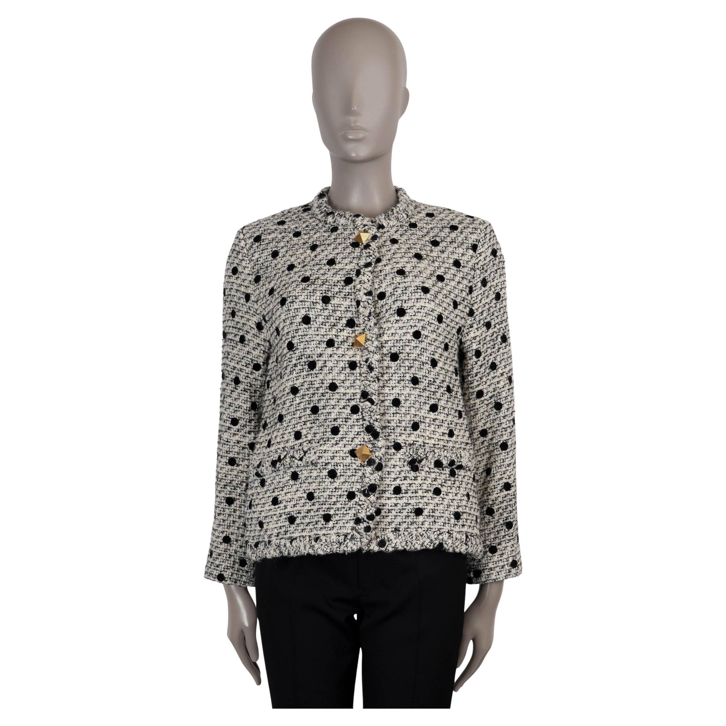 Valentino, giacca in misto lana panna e nero 2021 POLKA DOT TWEED 42 M. in vendita