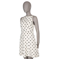 VALENTINO cream & black wool & silk 2021 POLKA DOT FLARED Dress 42 M