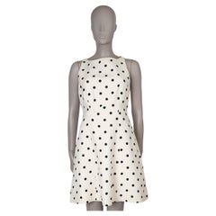 VALENTINO cream & black wool & silk 2021 POLKA DOT FLARED Dress 42 M