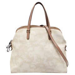 Valentino Cream/Brown Leather And Lace Bow Dome Bag