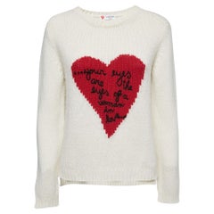 Valentino Cream Cashmere Heart Sweater M