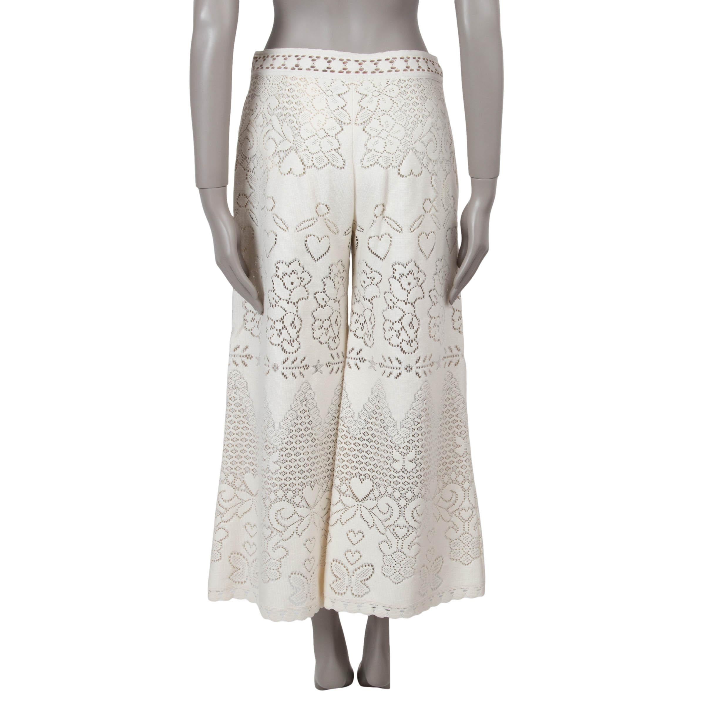 Gray VALENTINO cream cotton 2021 POINTELLE CULOTTES Pants 40 S For Sale