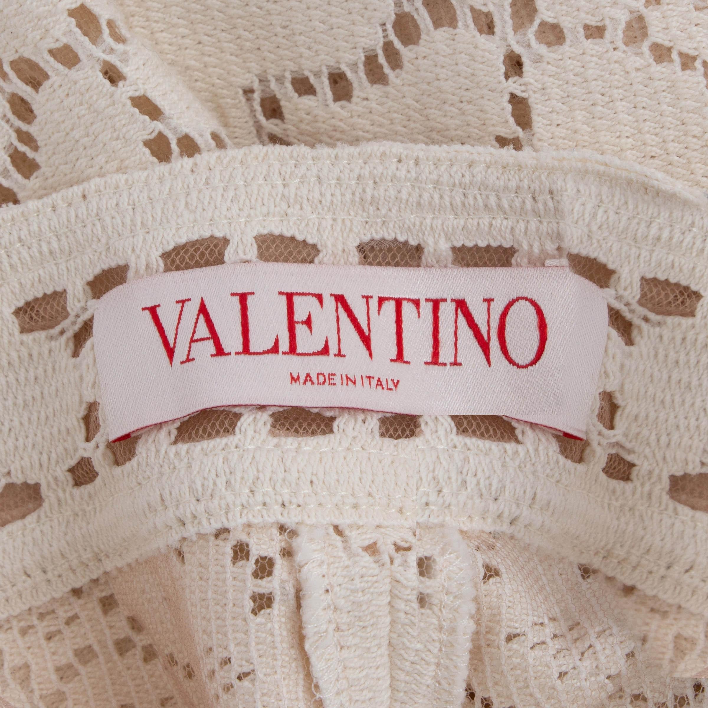 Women's VALENTINO cream cotton 2021 POINTELLE CULOTTES Pants 40 S For Sale