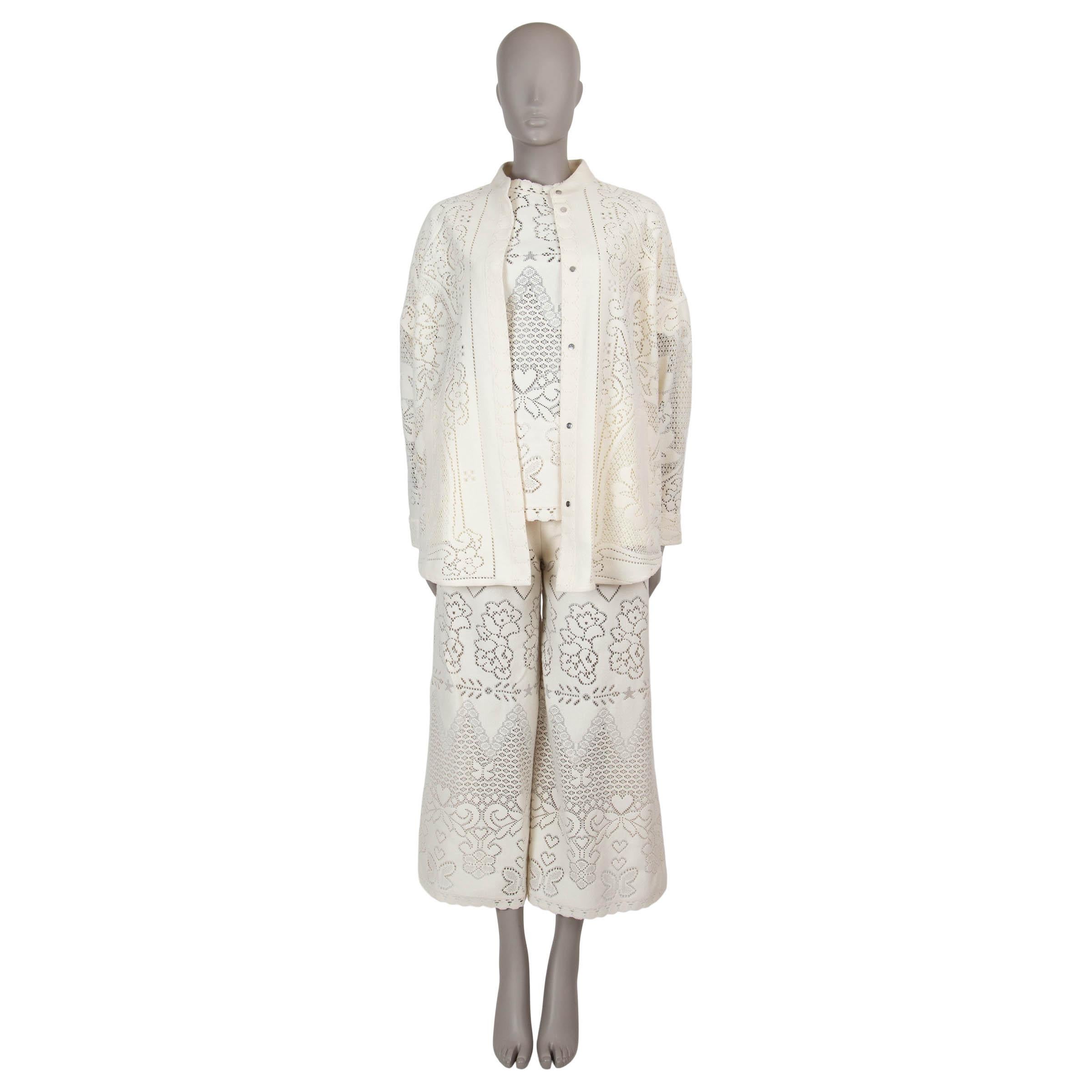 VALENTINO cream cotton 2021 POINTELLE CULOTTES Pants 40 S For Sale 1
