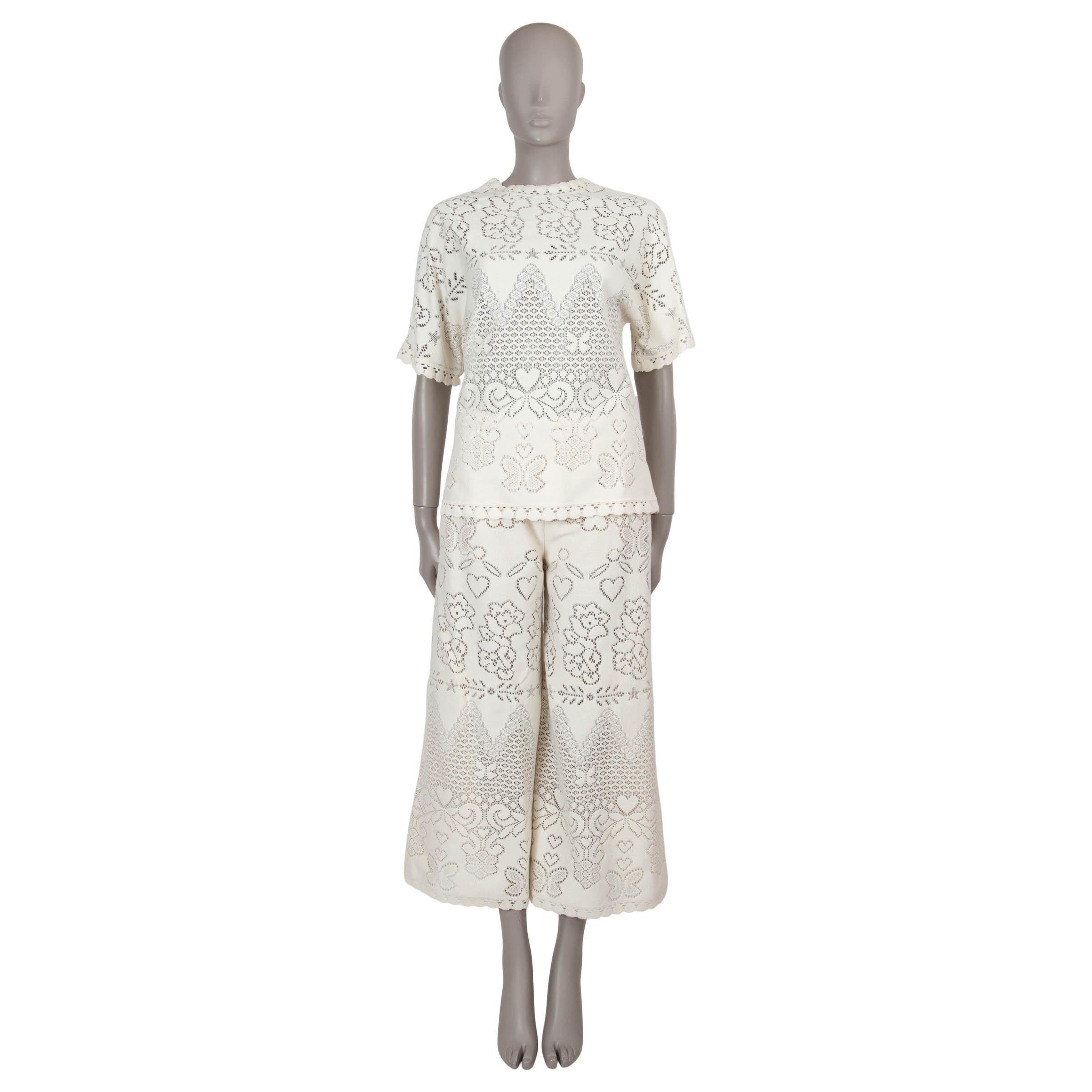 VALENTINO cream cotton 2021 POINTELLE CULOTTES Pants 40 S For Sale 2