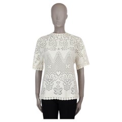 VALENTINO cream cotton 2022 PEONIES POINTELLE TOP Shirt S