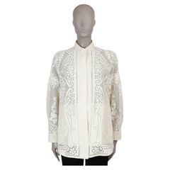 VALENTINO cream cotton 2022 POINTELLE OVERSIZED SHIRT Jacket S