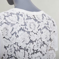 Valentino - tshirt panna in cotone con intricato pizzo sul retro - S