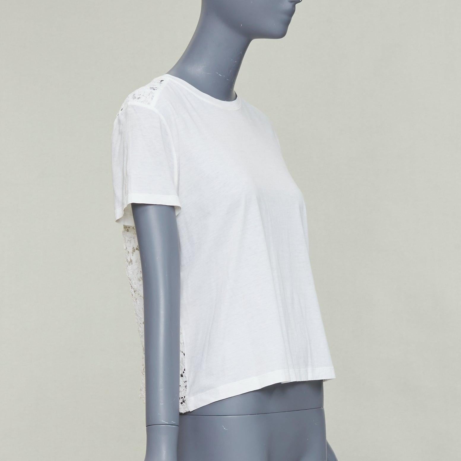 De las mujeres VALENTINO camiseta escotada de algodón crema con intrincados encajes en la espalda S en venta