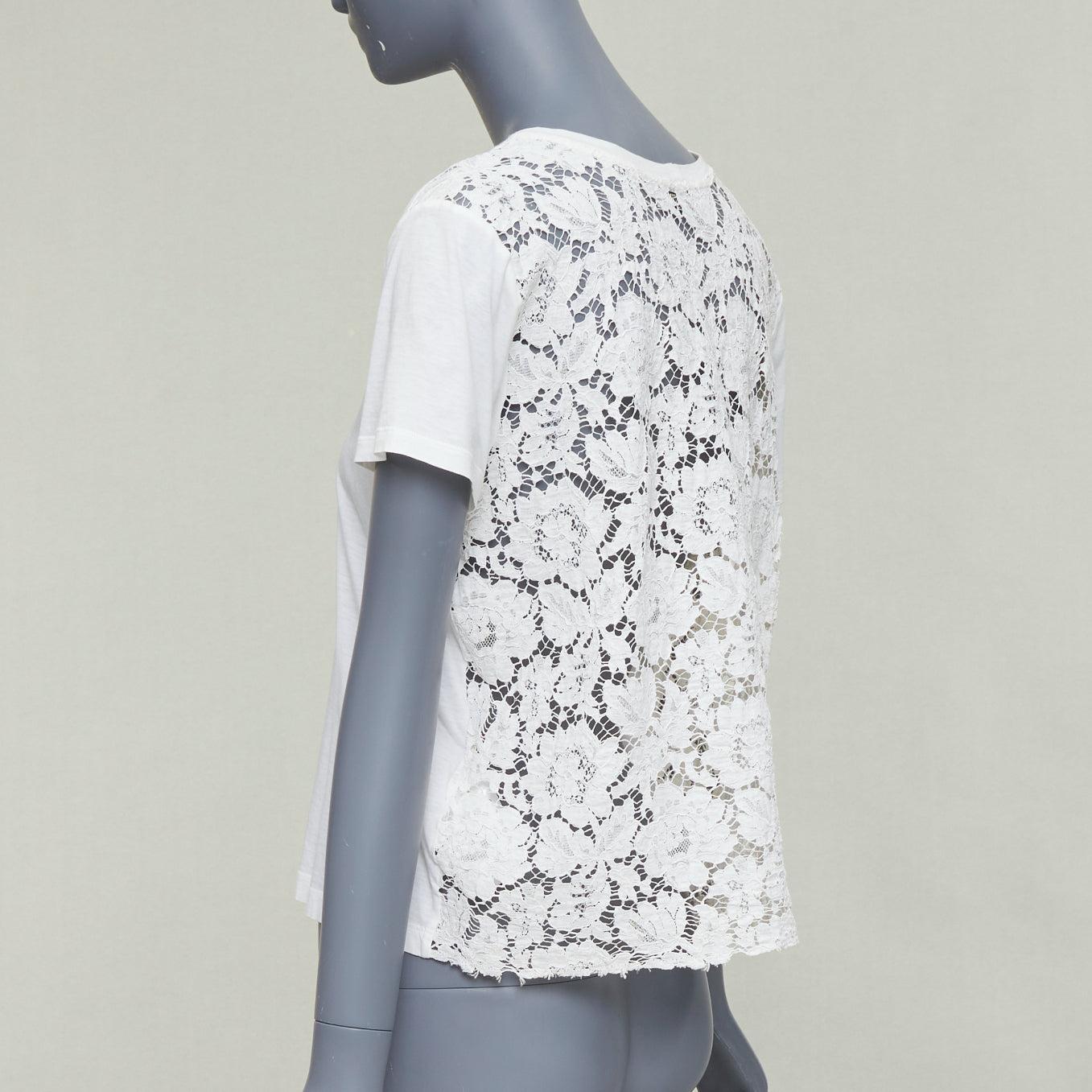 VALENTINO camiseta escotada de algodón crema con intrincados encajes en la espalda S en venta 2