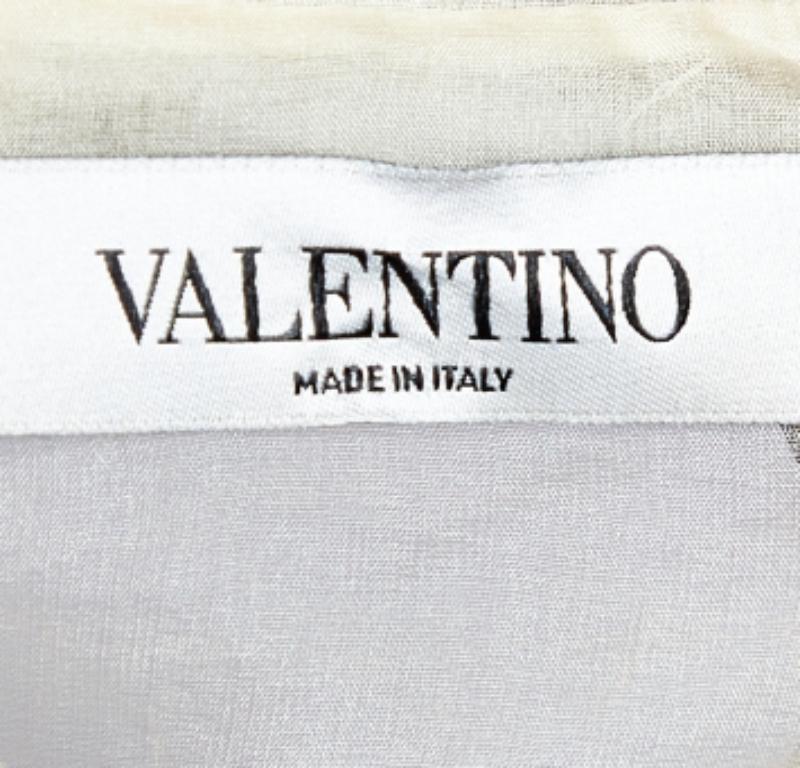 Valentino Cremefarbenes, besticktes, durchsichtiges Seidenhemd M Damen