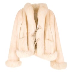 Used Valentino Cream Fox & Mink Fur Jacket US 2-4