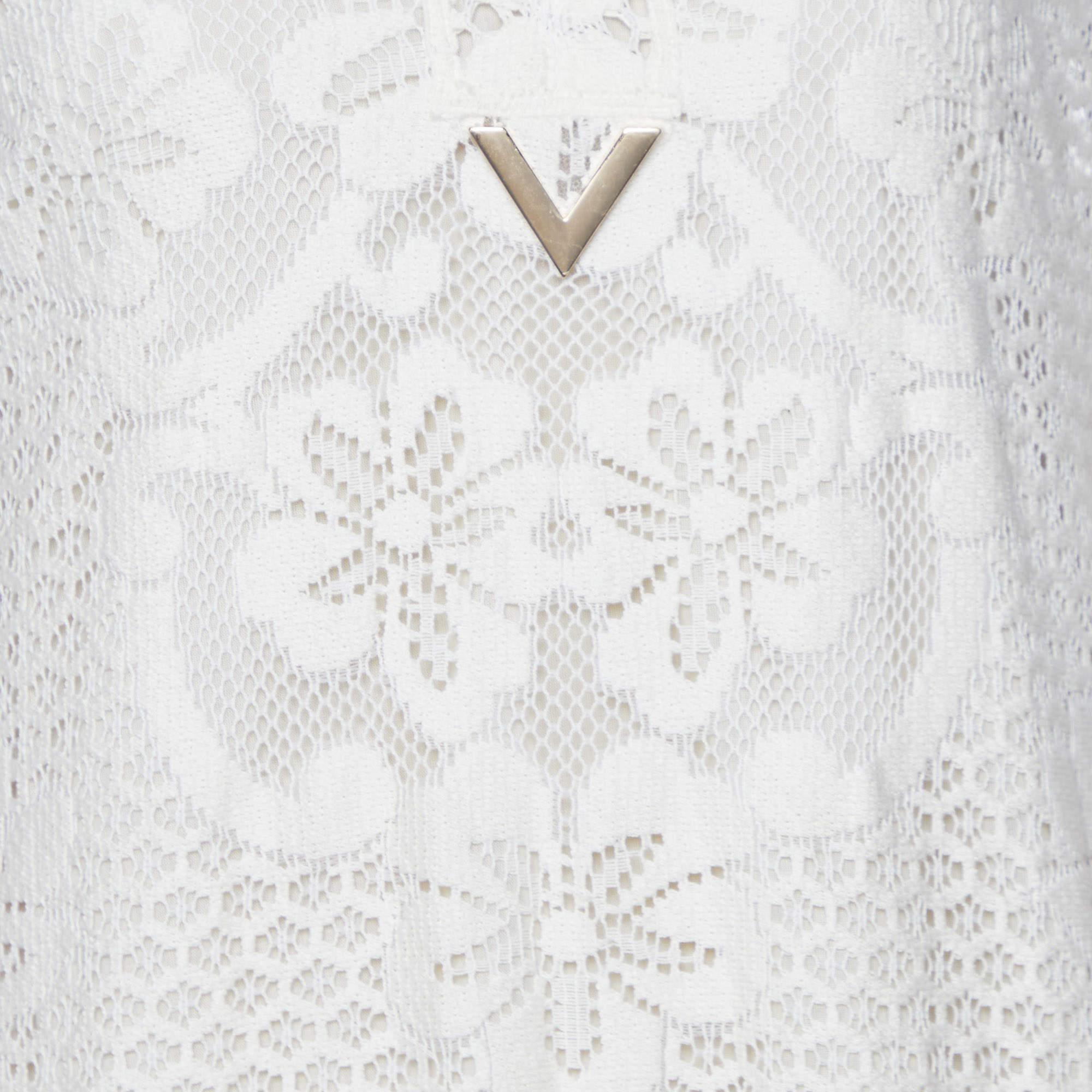 Gris Valentino Cream Lace Full Sleeves Maxi Dress M