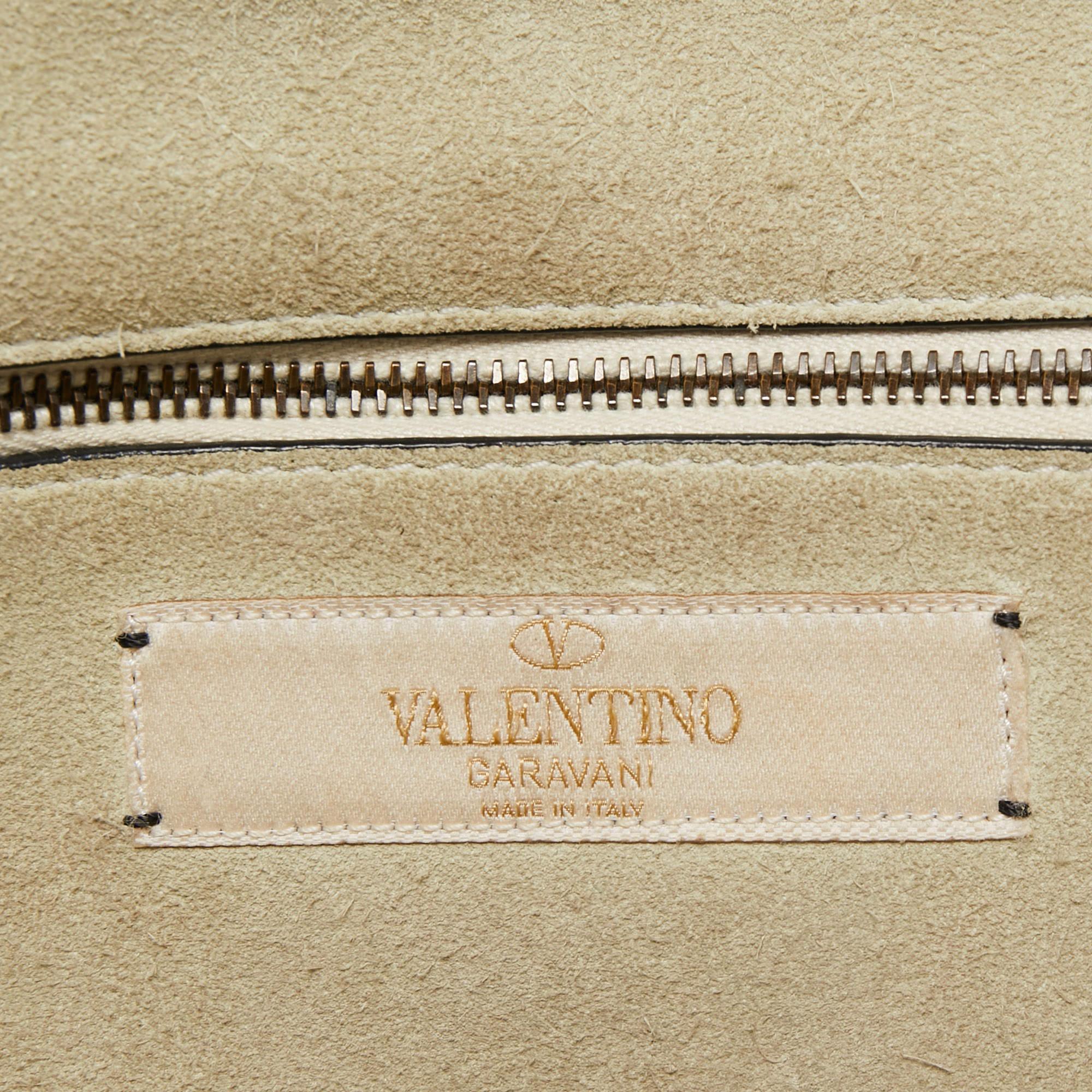 Valentino Cream Leather Medium Rockstud Glam Lock Flap Bag 9