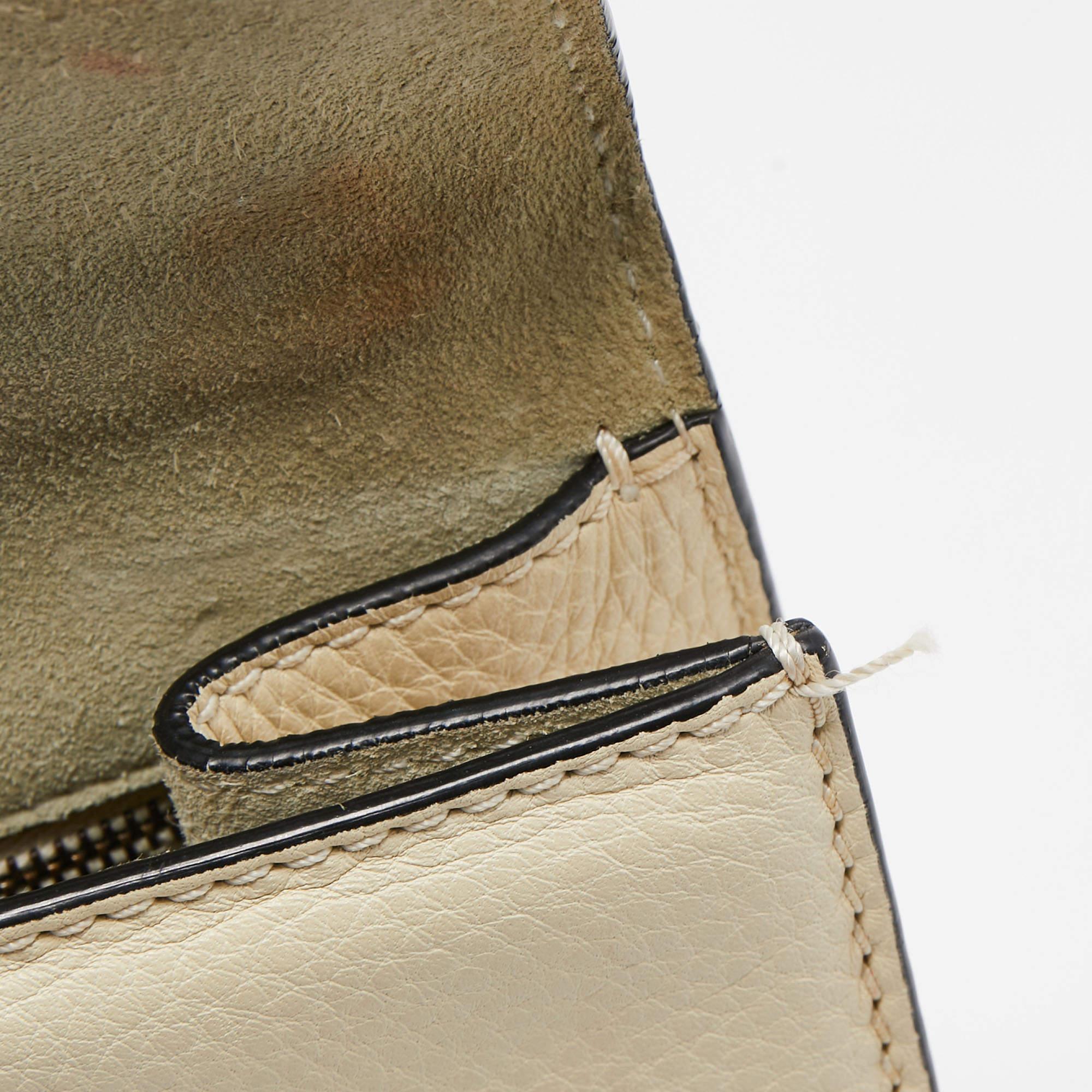 Valentino Cream Leather Medium Rockstud Glam Lock Flap Bag 13