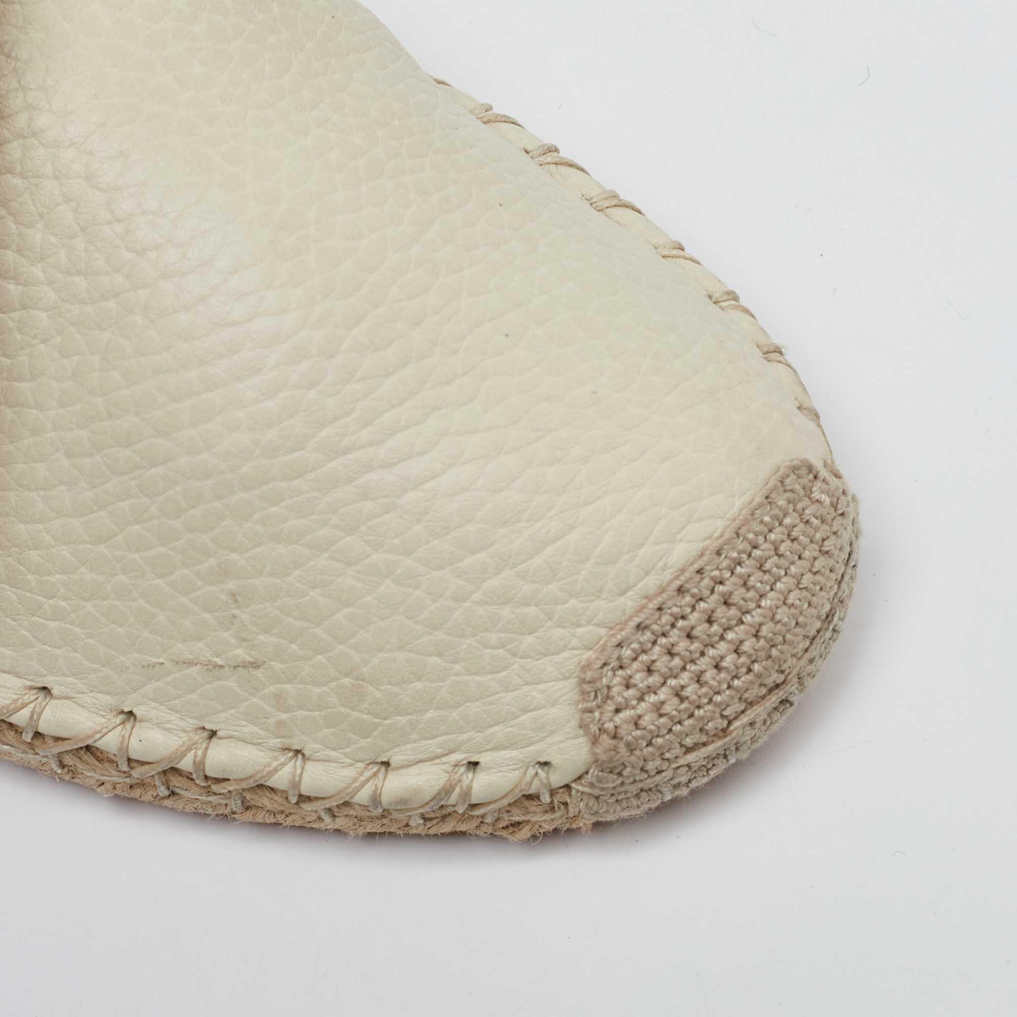 Valentino Cream Leather Rockstud  Espadrille Flats Size 38 3