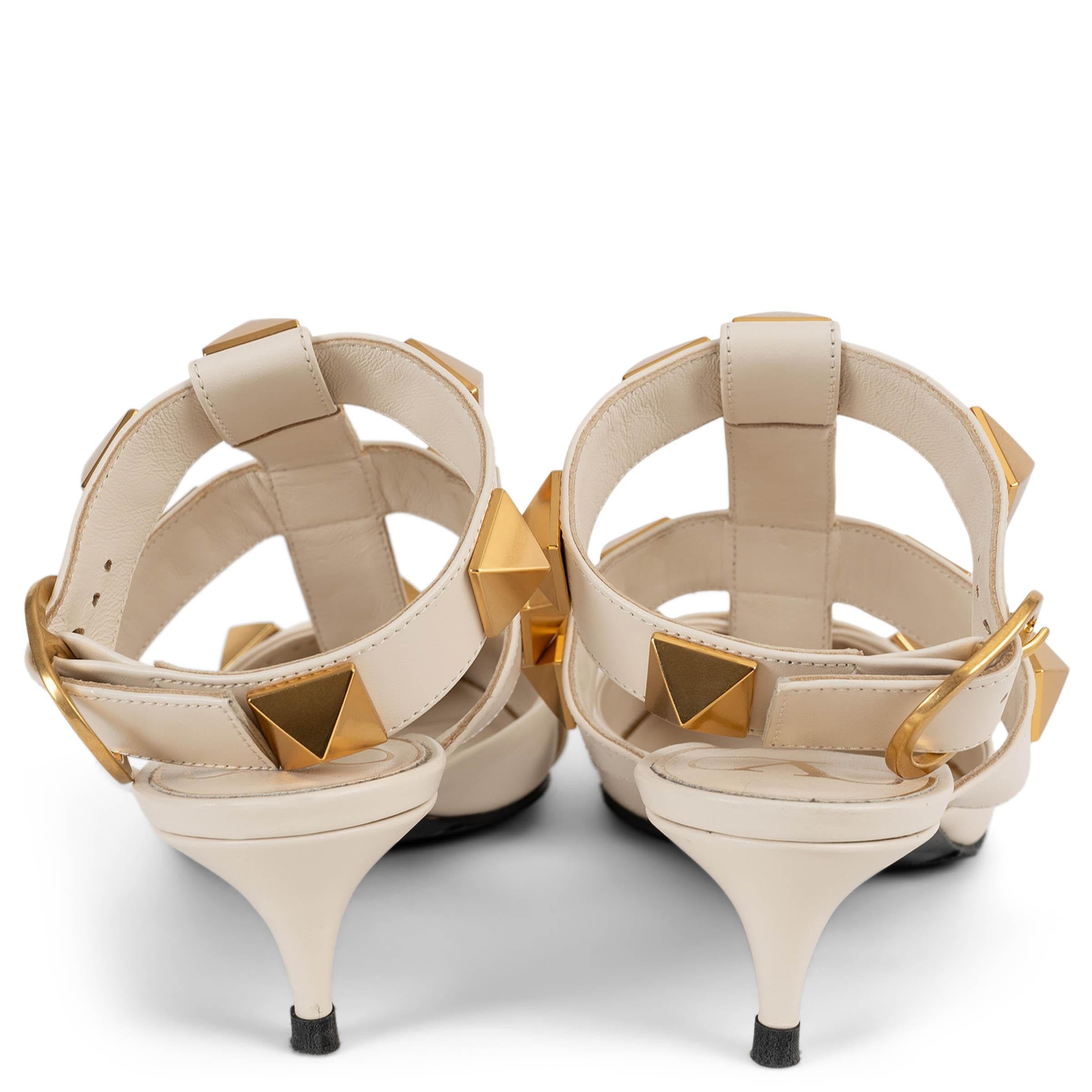 VALENTINO cuero crema ROMAN STUD ANKLE STRAP Mules Zapatos 38 en Excelente estado para la venta en Zürich, CH