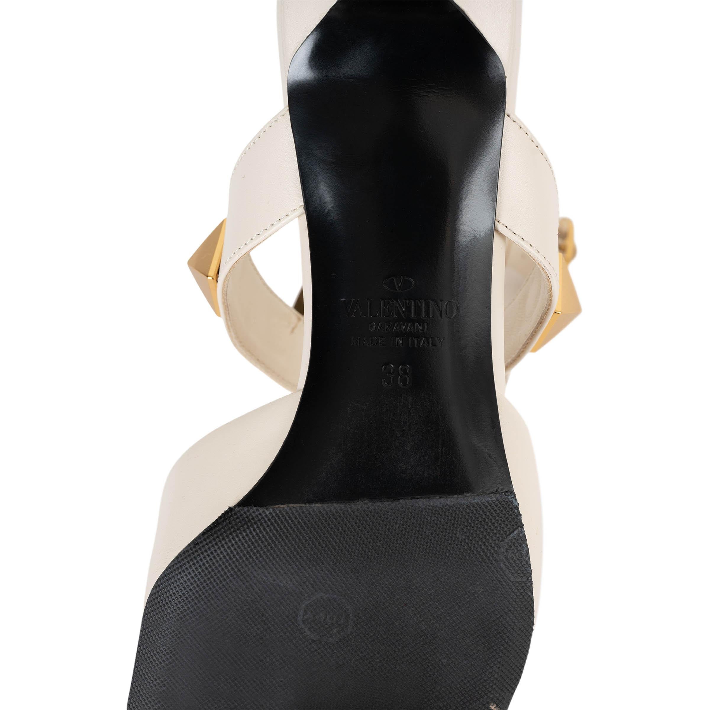 VALENTINO cuero crema ROMAN STUD ANKLE STRAP Mules Zapatos 38 en venta 2