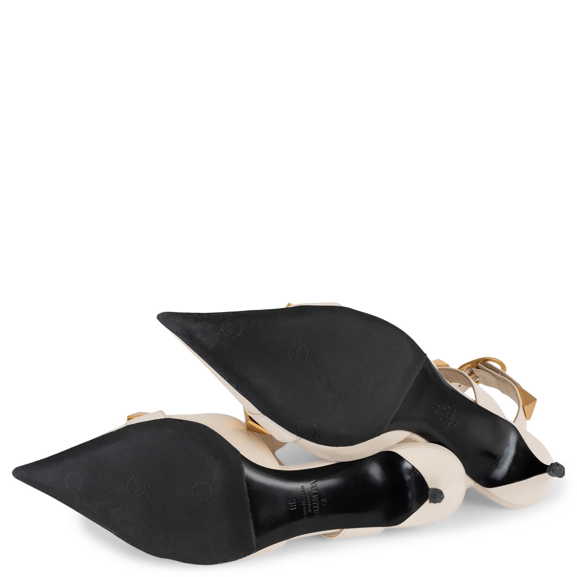 VALENTINO cuero crema ROMAN STUD ANKLE STRAP Mules Zapatos 38 en venta 3